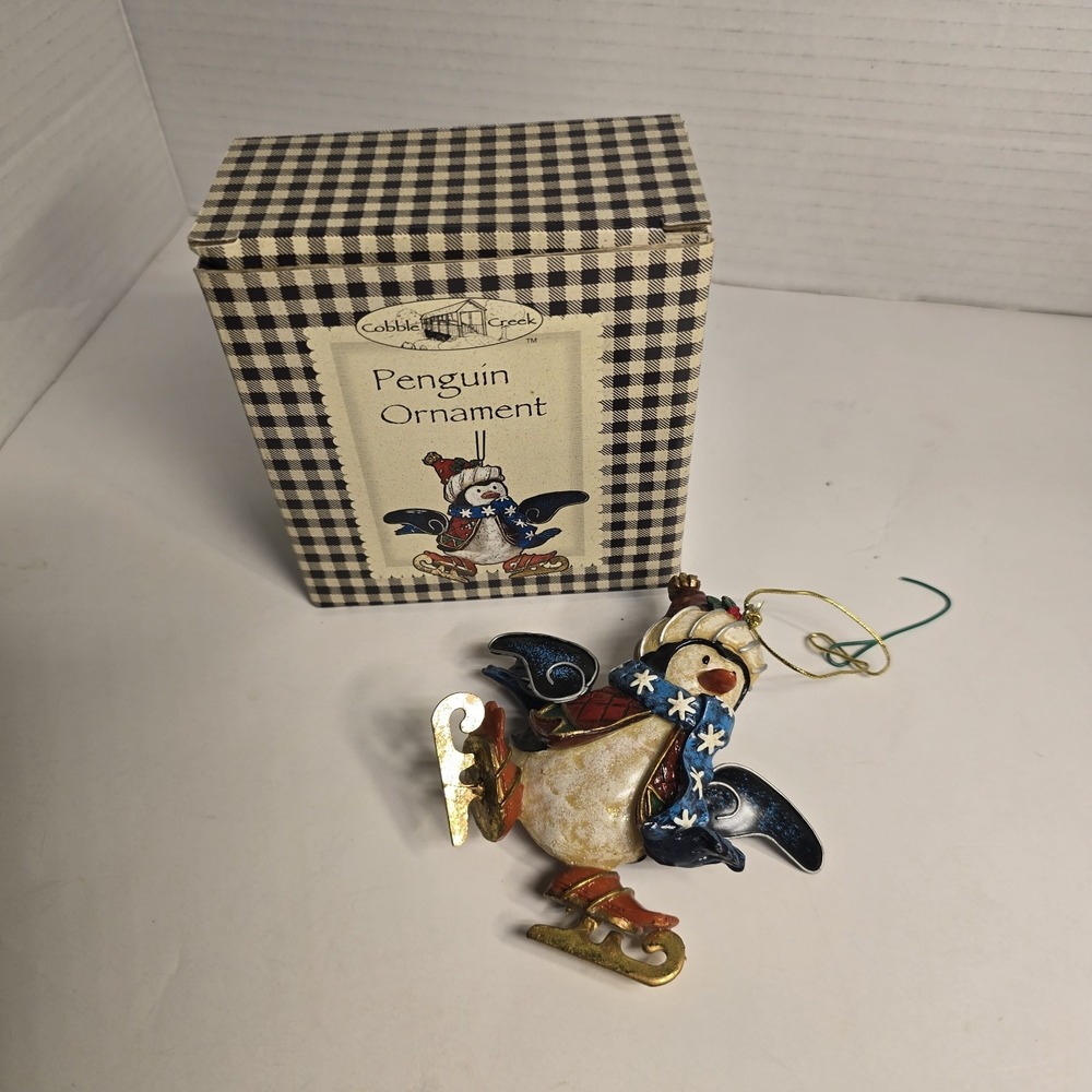 Cobble Creek Penguin Ornament Skater‎ Christmas Holiday Decoration Gift Boxed